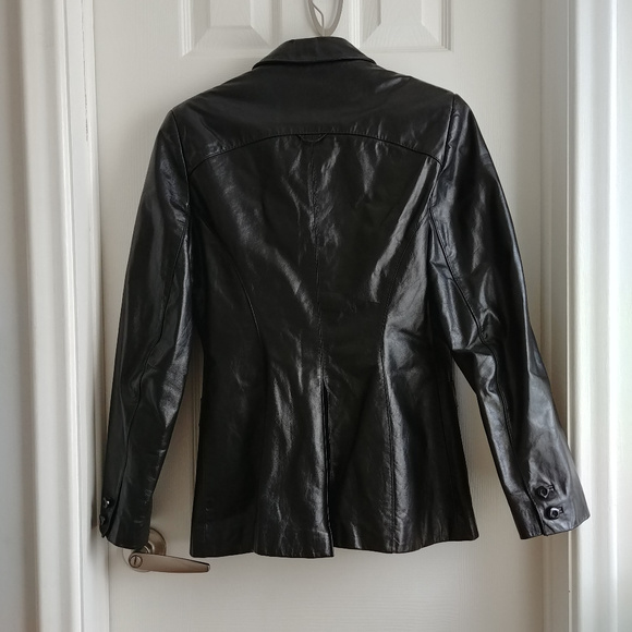 Etienne Aigner Leather Jacket Button Blazer Small - Picture 8 of 8